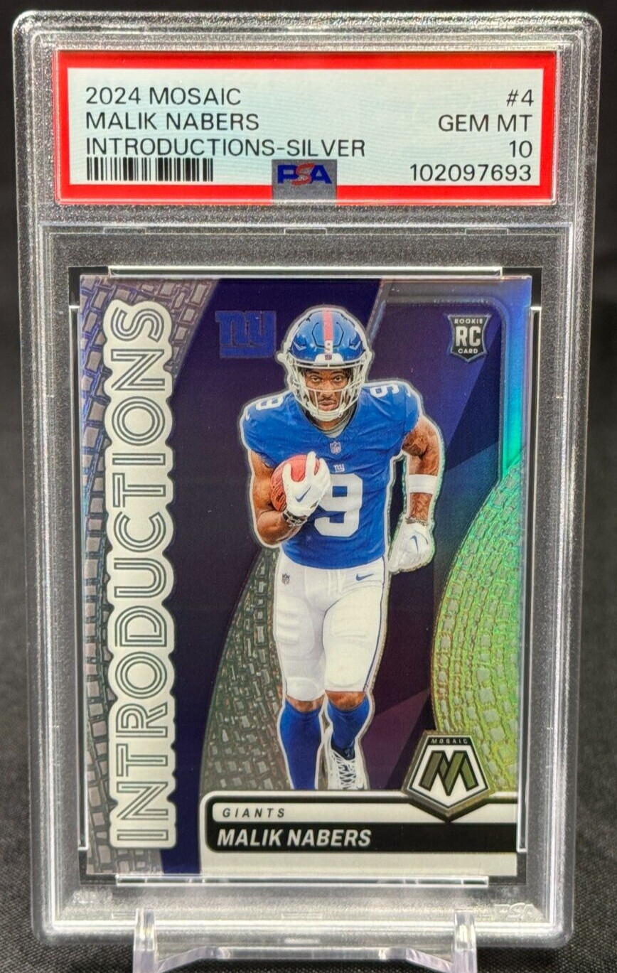Malik Nabers RC PSA 10 2024 Panini Mosaic Football Introductions Silver 4 Giants