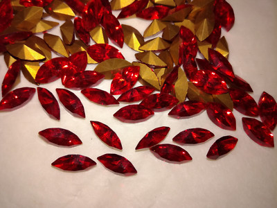 Rote Strasssteine Glitzersteine Machine Cut Navettes Lt. Siam Ruby 10x5 mm #349