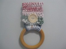 Crochet Kitchen Towel Wood Ring Holder   Gift Idea