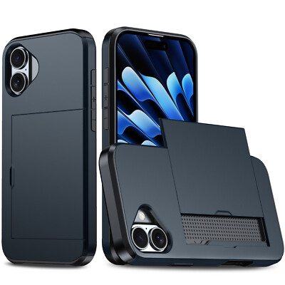 For iPhone 17 16 15 14 Pro Max 13 12 11 Shockproof Wallet Card Holder Case Cover