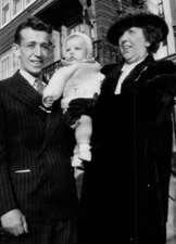 8D Photograph Vintage Family Portrait Mom Dad Kid Baby Group Photo Man Woman