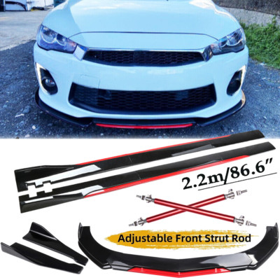 For Mitsubishi Lancer GTS Front Bumper Lip Splitter Spoiler Side Skirt Bod Kit
