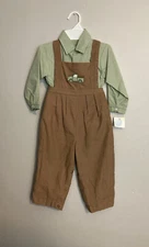 NWT Petit Ami  Boys Brown Soft Corduroy Longall pickup truck Sz 24 Months Set