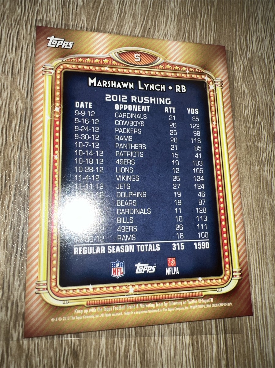 Marshawn Lynch 2013 Topps 1000 Yard Club #5 Cal Seattle Seahawks
