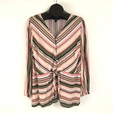 Lane Bryant Striped Popover Blouse Women's Plus Size 20 V-Neck Viscose Career