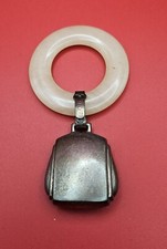 Webster Sterling SILVER and Mother of Pearl Baby RATTLE Teething Ring ANTIQUE