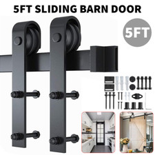 NEW 5FT Sliding Wood Barn Door Track System Kit Hardware Set Stainless Steel 