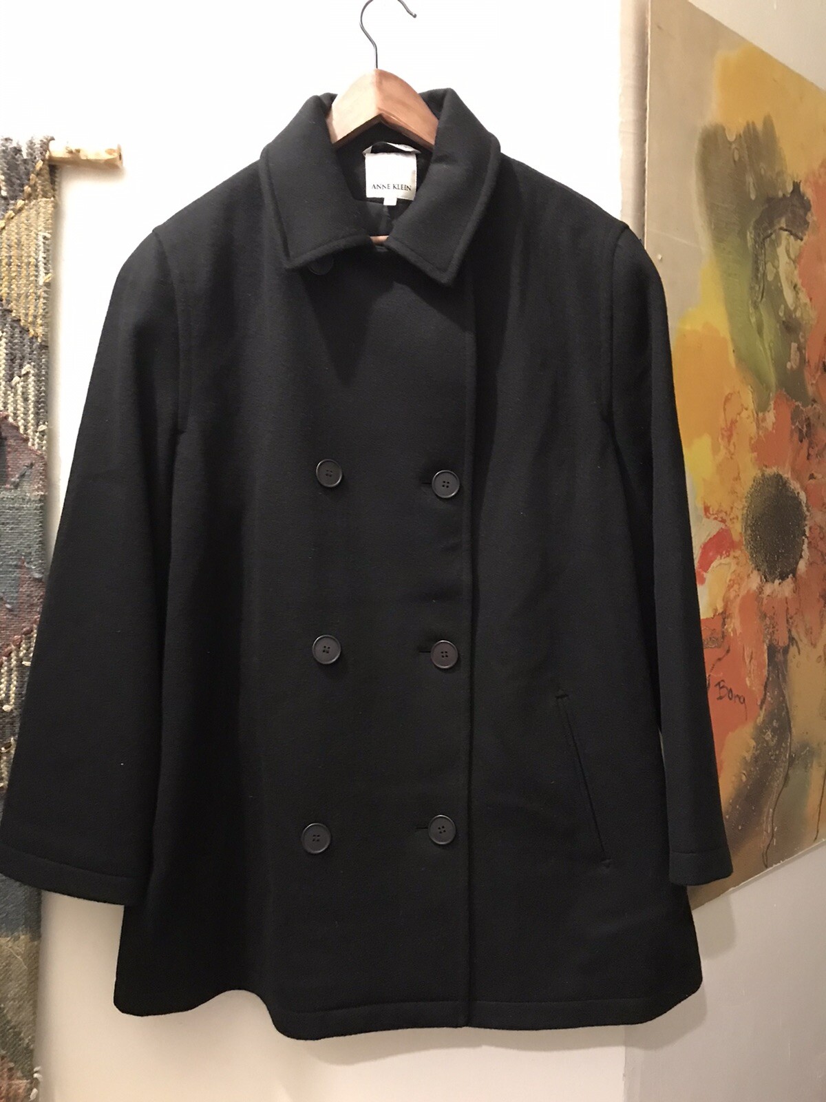 Anne Klein Black Coat Peacoat Double 