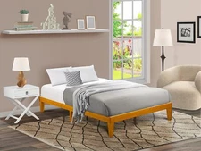 East West Furniture DNP-23-Q Queen Size Bed Frame with 4 Hardwood Legs and 2