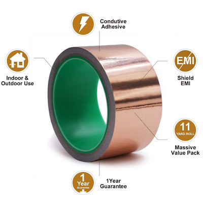 Copper Foil Tape 2Inch X 66 FT Conductive Adhesive for Guitar and EMI Shielding
