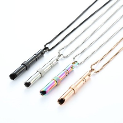 Edelstahl Atemwiderstand Pfeife Halskette Yoga Meditation Yoga Geschenk