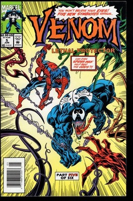 Venom Lethal Protector #5 1993 1st Phage, Riot, Agony VF-NM Newsstand Variant!