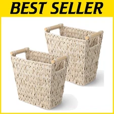 Waterproof Bathroom Wastebaskets with Handles, 2 Pack