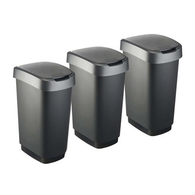 ROTHO 3er-Set Swingeimer 50l TWIST Abfalleimer Mülleimer Abfallbehälter Bin