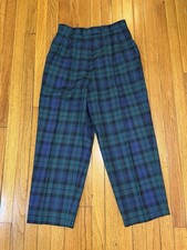 Vintage Talbots Tartan Plaid Wool Dress Pants Women's 12 with 26" Inseam