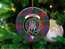 Strang Clan Scottish Tartan Crest Ceramic Ornament