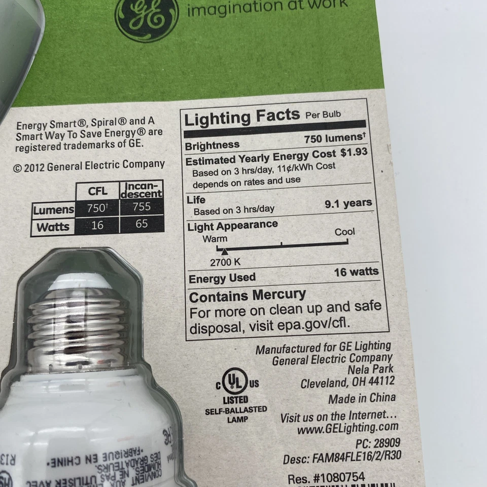 GE Energy Smart Warm Soft Light CFL Bulbs - Model 28909 R30- 15 Watts (3 Bulbs) - Image 3 of 4
