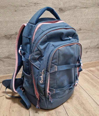 Satch Schulrucksack blau rosa mit Brustgurt Schulranzen Rucksack