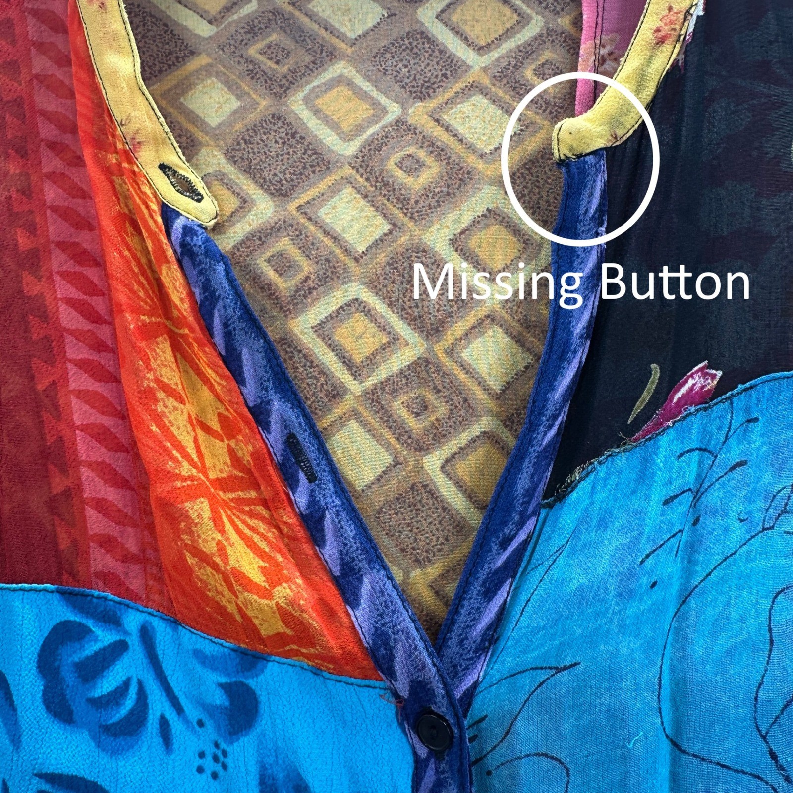 Sacred Threads LARGE Patchwork Button Chiffon Tun… - image 8