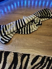 Fashionable Modern Styled White And Black Lined Cowl Type Scarf