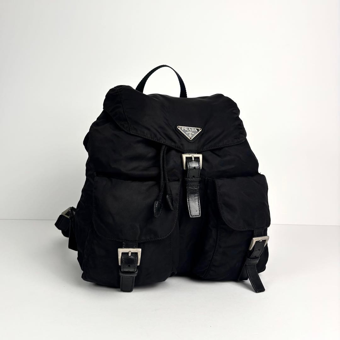 PRADA Backpack Triangle Logo Drawstring Nylon Bla… - image 2