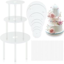 Tortenständer mit 7 Tortenplatte (9/12/16/20 cm) und 21 Tortenstützen aus K