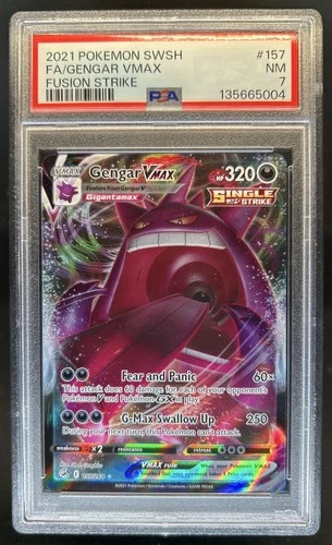 2021 Pokemon SWSH Fusion Strike Gengar VM Full Art #157/264 PSA 7