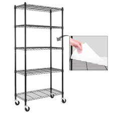 Black 5-Tier Rolling Heavy Duty Metal Wire Storage Shelving Unit Casters 1 In. P