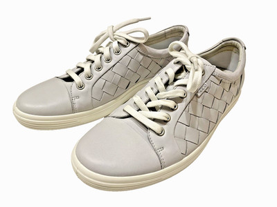 NWOB Women Ecco Sneaker Gray Grey Basket Weave Size 11 42
