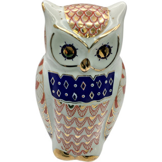 Ceramic Owl Figurine Colourful Design Collectable Ornament 12cm Height TH3