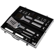 16-Piece BBQ Grill Accessories Set - Barbecue Tool Kit with Aluminum Case