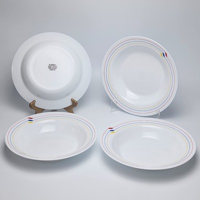 Harmonia Spain ähnl. Arcoroc  weiß Hartglas 4 x Suppenteller Ø 28 cm