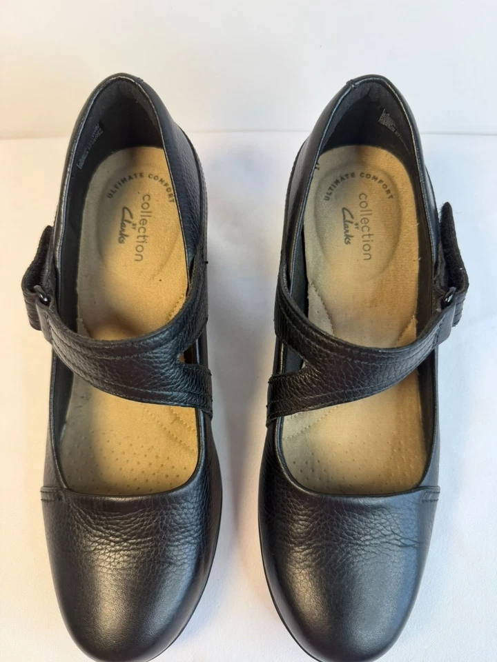 Clarks Emslie Lulin Women’s Size 6.5 Black Leather Mary Jane Comfort Pump Work - Image 3 of 4