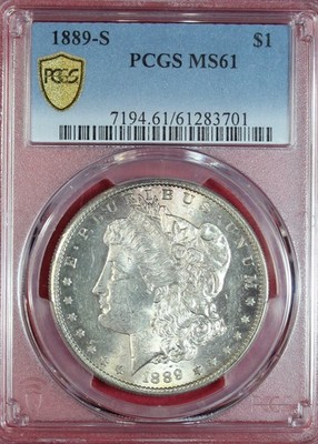 1889-S MORGAN DOLLAR PCGS MS61