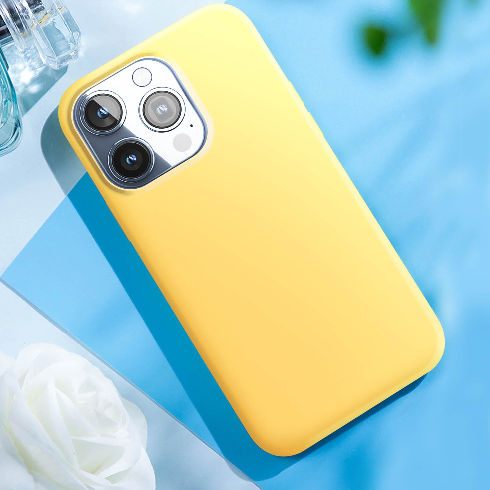 Coque iPhone 15 Pro Max antichoc semi-rigide Moxie avec doublure microfibre jaune - 3