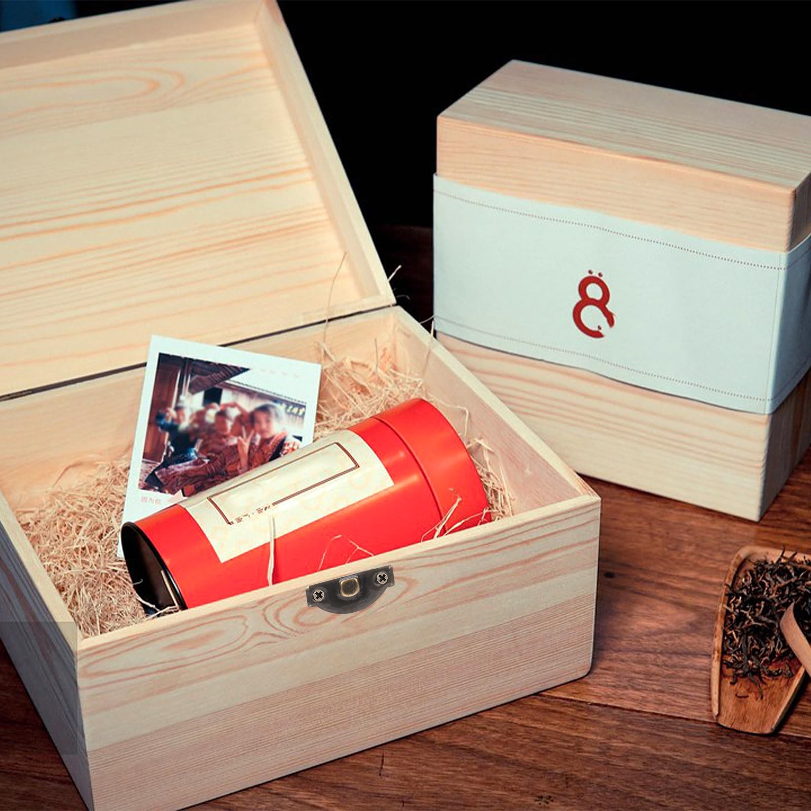 Antique Bronze Wooden Box Hinges and Latches with Matching Style B 