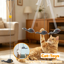 Door Hanging Cat Toy Retractable Bouncing Plush Mouse Kitten Interactive Teaser