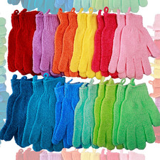 24 Pcs Exfoliating Bath Gloves Shower Gloves, 12 Colors Double Sided Exfoliating