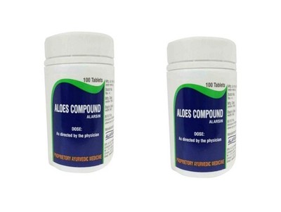 (Pack of 2) Alarsin Aloes Compound (100 Tablets Each), 100% Ayurvedic Formula