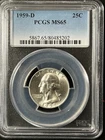 1959-D  25C Washington Quarter Dollar PCGS MS65   80485202
