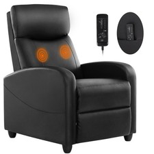 Massage Recliner Chair Adjustable Lumbar Support Grey 34 D x 27 W 39 H Adults