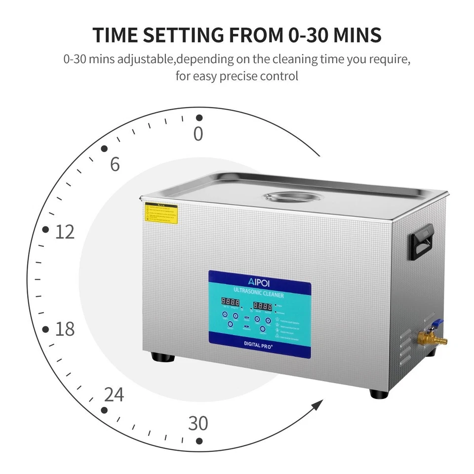 AIPOI 30L Ultrasonic Cleaner Cleaning Equipment Liter Industry Heated W/ Timer - Image 4 of 4