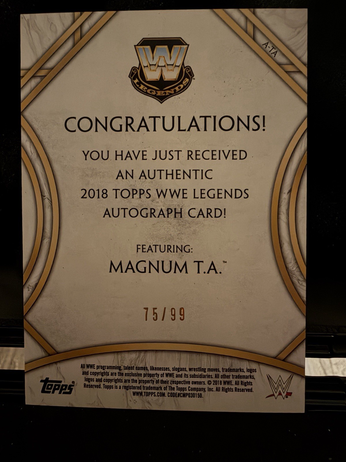 2018 Topps WWE Magnum T.A. Legends Autograph /99 view 2