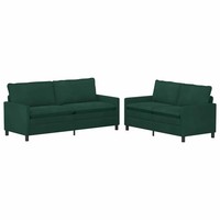 2Er Sofa Set DunkelgrüN Samt Couch Sessel Wohnzimmer 2 Sitzer
