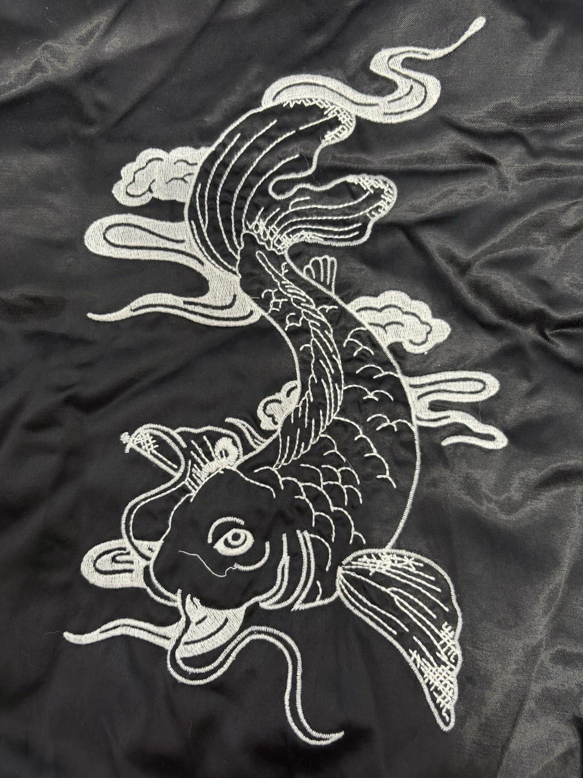 Topman Koi Fish Embroidered Sukajan Bomber Jacket Mens M Black White image 5