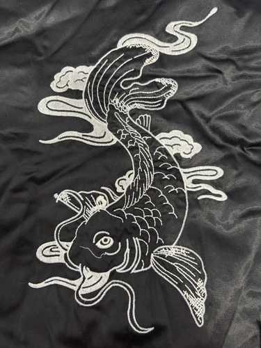Topman Koi Fish Embroidered Sukajan Bomber Jacket Mens M Black White image 5