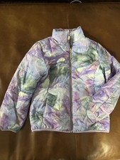 Gerry Girls Puffer Coat Pastel Rainbow Size M 10-12 Zipper Winter Warm