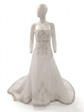 Mori Lee by Madeline Gardner White Strapless Beaded A-Line Wedding Dress 8