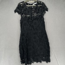 Atmos & Here Dress Womens 14 Black Knee Pencil Sheath Lace Floral Zip