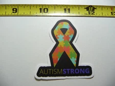 AUTISM SUPPORT SMALL STICKER DECAL STRONG RIBBON PUZZLE PIECES AWARENESS